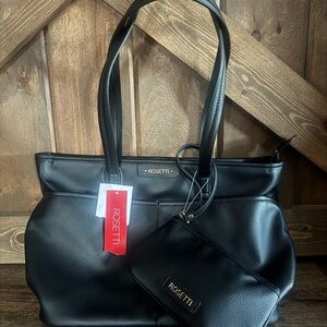 Rosetti Elegant Black Tote and Pouch Set
